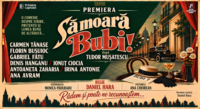 Spectacolul „Să moară Bubi!”, cu Carmen Tănase și Florin Busuioc, ajunge în turneu la Buzău, Focșani și Câmpina